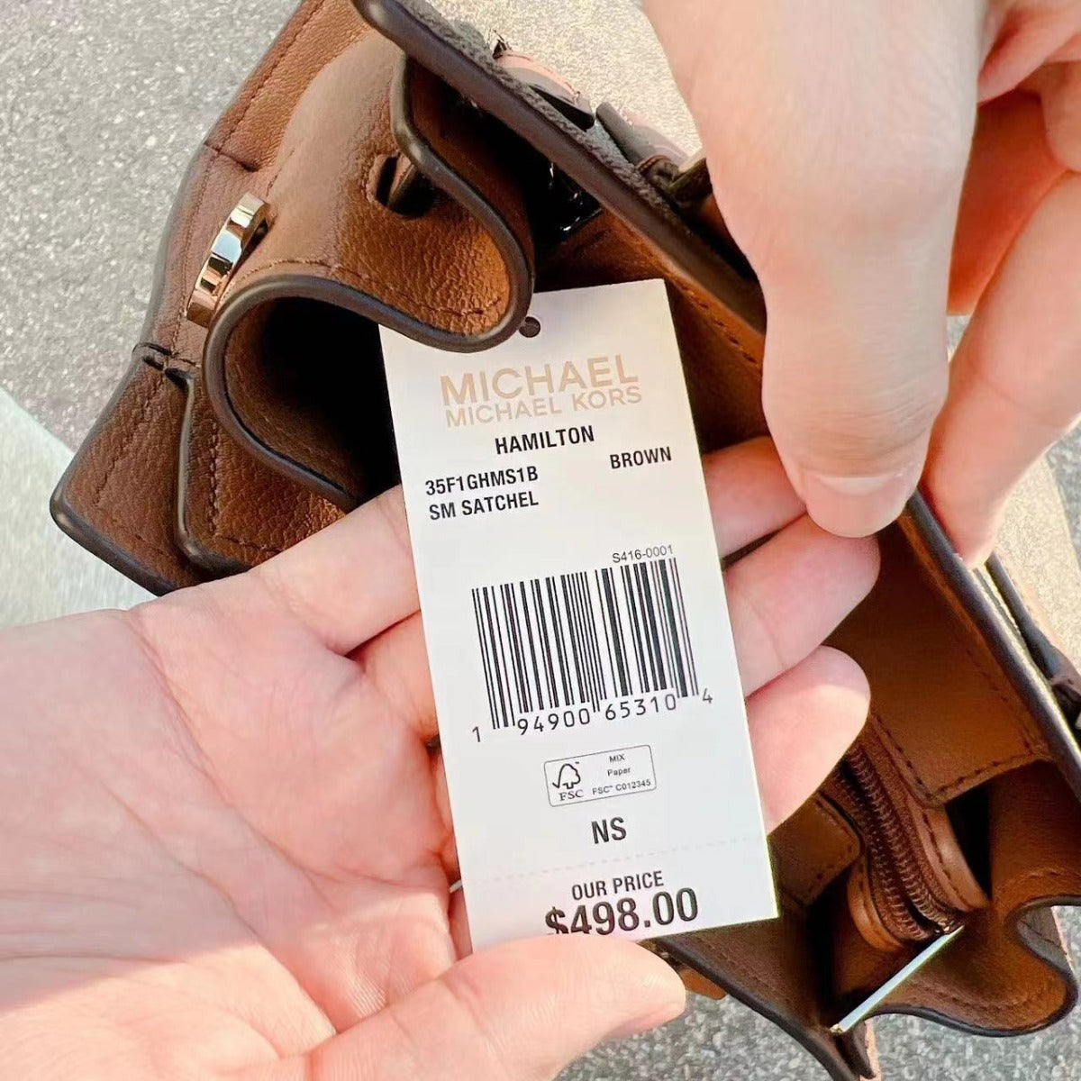 Michael Kors 35F1GHMS1B Hamilton Small Satchel In Brown Michael Kors 35F1GHMS1B Hamilton Small Satchel In Brown